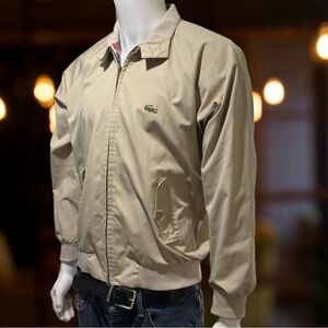 Lacoste Men's Light Beige Khaki Zip-Front Jacket SZ M